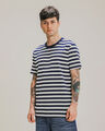 Playera Blanca Con Rayas,AZUL MARINO